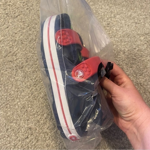 Crocs Crocband Sandals Sz 1 2 Youth Kids Blue Red Open Toe Shoes - Picture 4 of 6